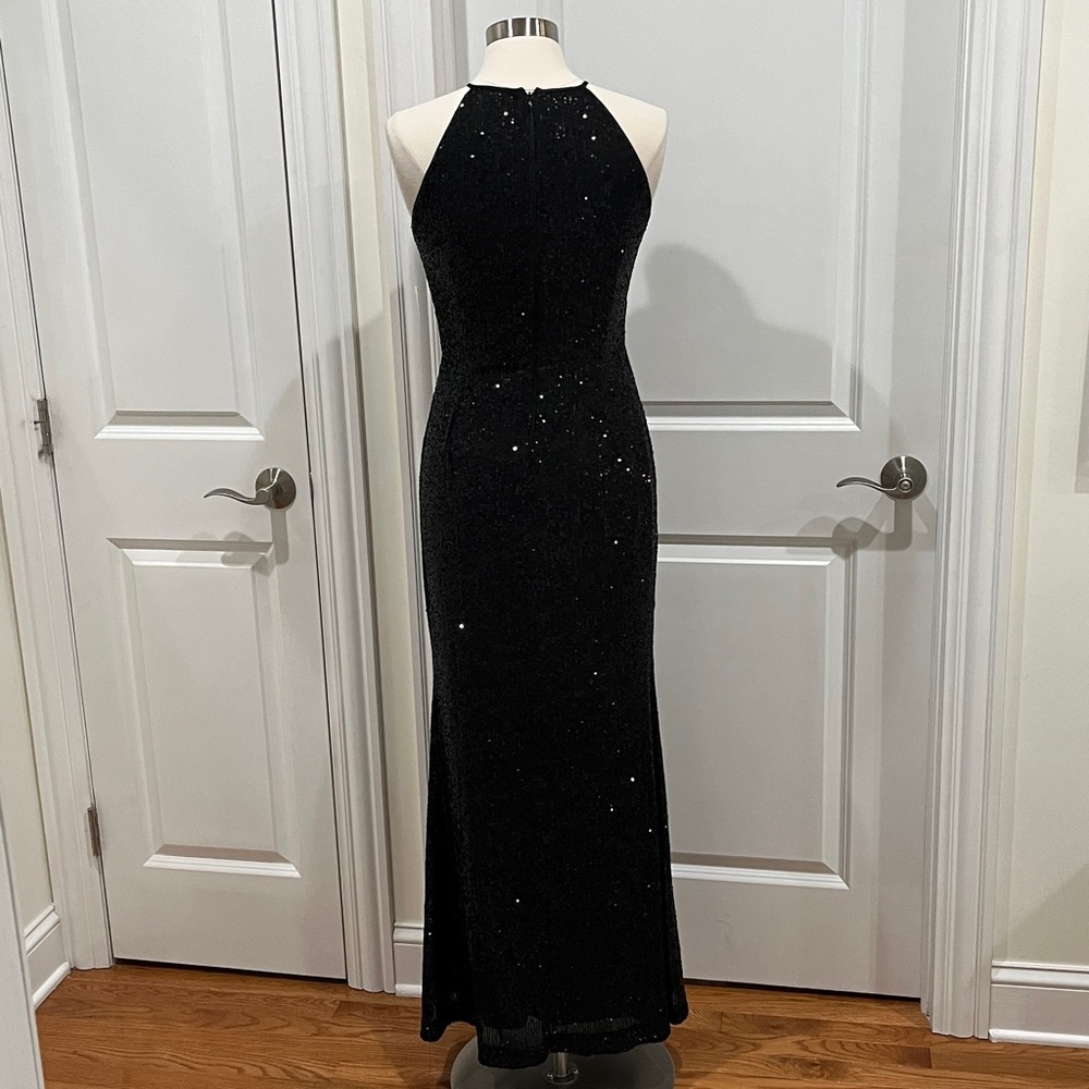 New! Eliza J Black Sequin Gown‎ Sleeveless Mermaid Dress Cocktail Size 8 - Picture 5 of 16